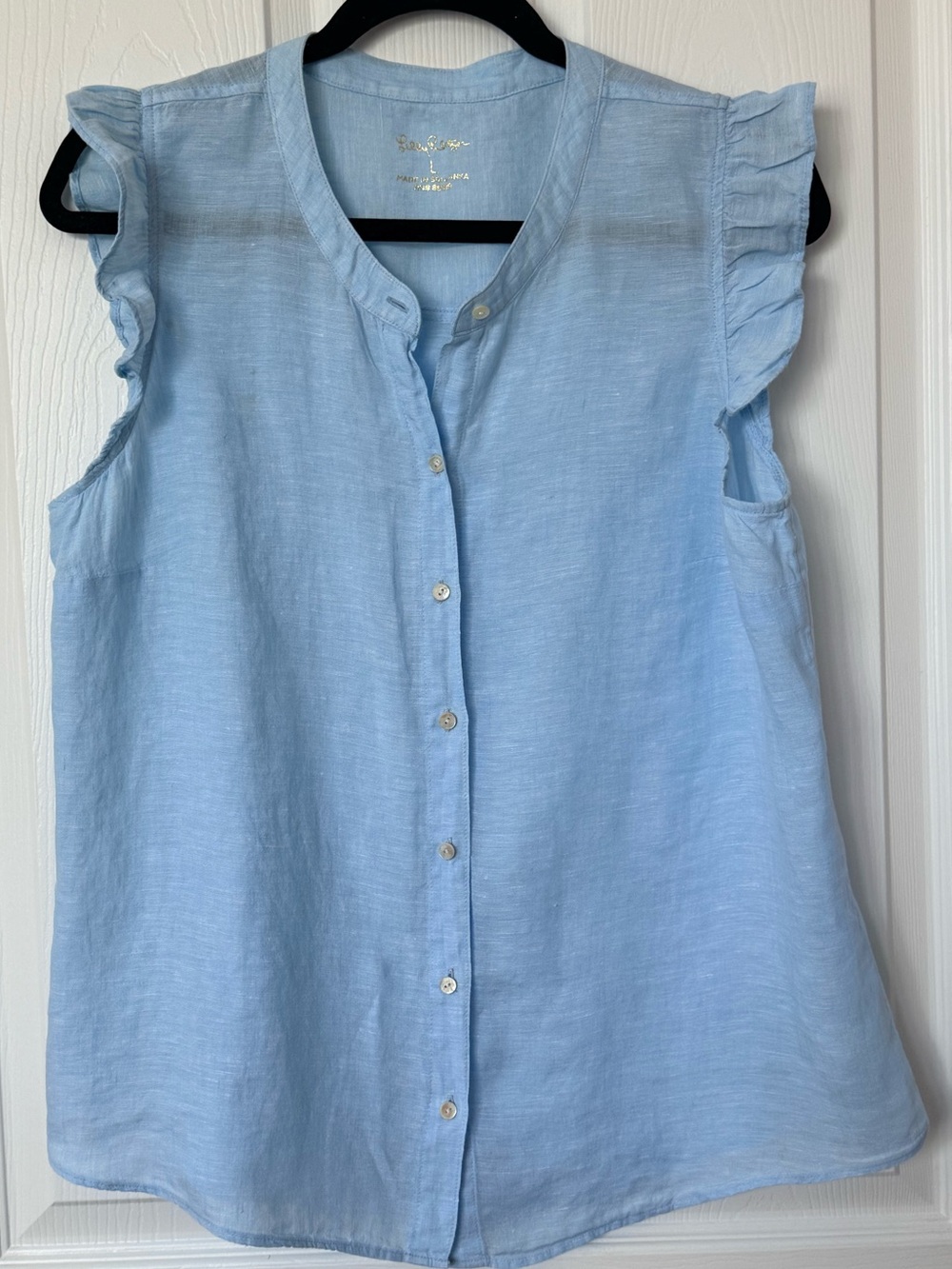 Lilly Pulitzer Powder Blue Ruffle Sleeve Button-Front Camisole